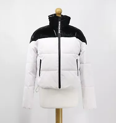 Buy Calvin Klein Jeans Glossy Blocking Womens Puffer Jacket Black White Rrp £180 Kl • 41.04£