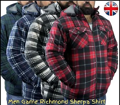 Buy Men Game Richmond Sherpa Shirt Fleece Detachable Hood Lumberjack Work Jacket • 6.99£
