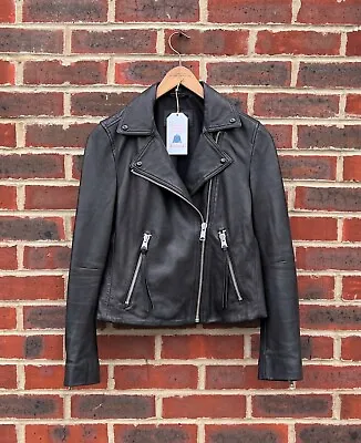 Buy *WOW* All Saints Ladies DALBY Leather Biker Jacket UK12 US8 EU40 Moto 3 A46 • 239.99£