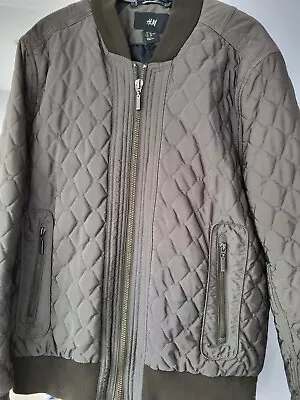 Buy H&M Mens Olive Green Bomber  Quilted Padded Jacket Size M (UK42-44) • 4£