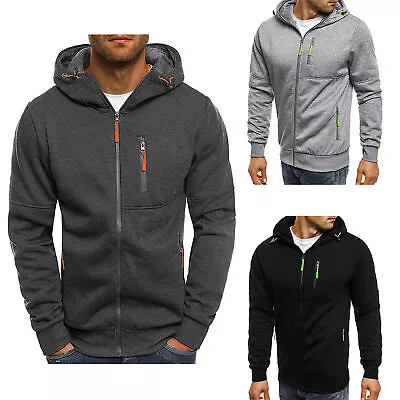 Buy Mens Hoodie Fleece Warm Hooded Jacket Coat Sport Sweatshirt Winter Zip Up Jumper • 21.39£