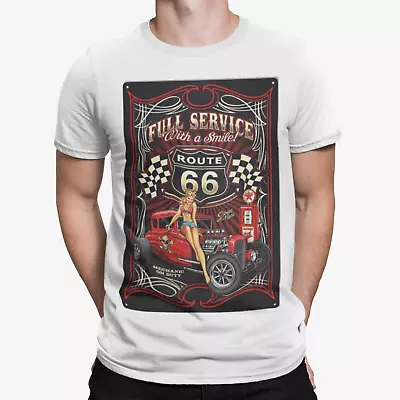 Buy Route 66 T-Shirt Hot Rod Garage Racer Garage Cafe Car Biker Gift Dad UK • 5.99£