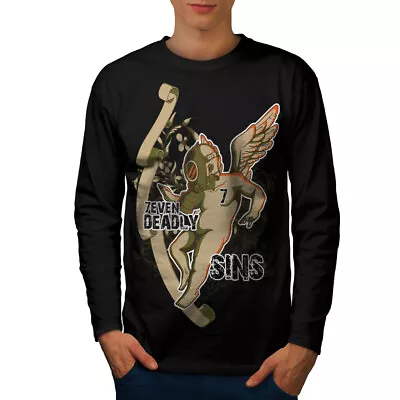 Buy Wellcoda Deadly Sins Angel Horror Mens Long Sleeve T-shirt, Mask Graphic Design • 24.99£