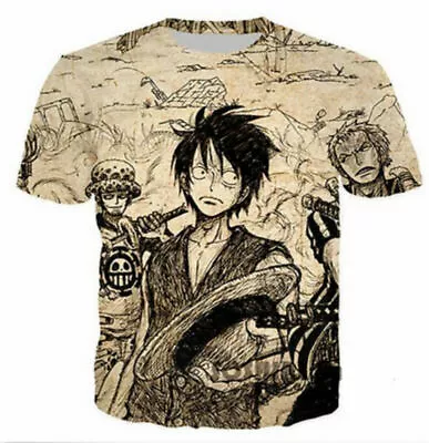 Buy Men Women 3D T-Shirt Anime One Piece Luffy Print Casual Short Sleeve S-5XL S-5XL • 10.67£