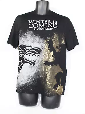 Buy Game Of Thrones T-Shirt Medium Black Winter Is Coming Graphic Print Mens • 12.99£