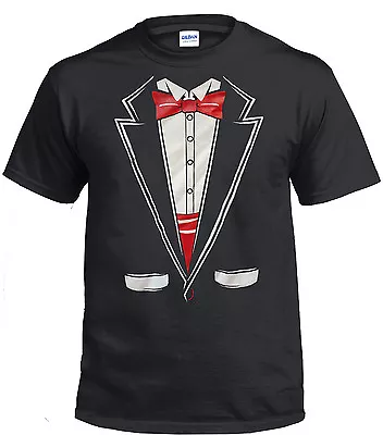 Buy NEW TUXEDO GILDAN COTTON T SHIRT Fancy Dress Joke Novelty Tee Suit With Bow Tie • 9.99£