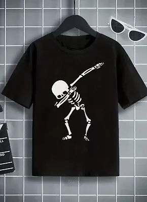 Buy Hallowen Dancing Skull Print T-shirt Tees Tops Casual Soft Comfortable,unisex  • 9.99£