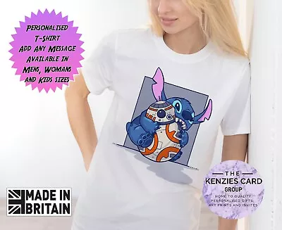 Buy Personalised Disney's Lilo And Stitch BB8 Custom Any Name T Shirt Stitch Shirt • 11.95£