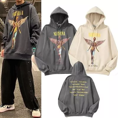 Buy 2024 Luxury Nirvana Dark Angel Distressed Hoodie Sweater Rock Hip Hop Sweatshirt • 30.48£