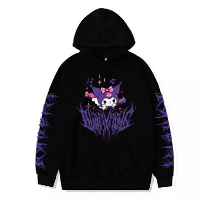 Buy Kawaii Kuromi Hoodie Sweatshirt Grunge Gothic Punk Cartoon Print Loose Pullover • 19.89£