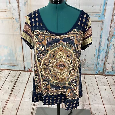 Buy Lucky Brand T Shirt Size 1X Medallion Graphic Short Sleeve Boho Hippie • 14.17£