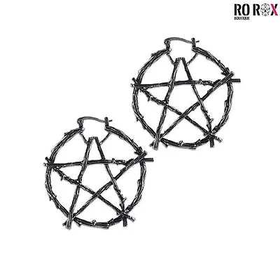 Buy Restyle Pentagram Branch Earrings Hoops Wicca Witch Gothic Alternative Jewellery • 16£