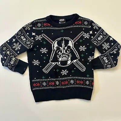 Buy Star Wars Boys 5T Christmas Sweater Darth Vader *Paste/Glue On Cuff* • 11.84£