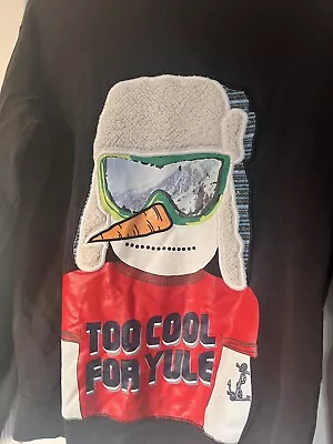 Buy Cotton Rich Too Cool For Yule Slogan Christmas Black Jumper 13-14 Yrs Sweatshirt • 2.99£
