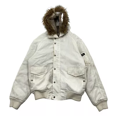 Buy Woolrich Faux Fur Quilted Winter Jacket | Vintage High End Designer White VTG • 60£