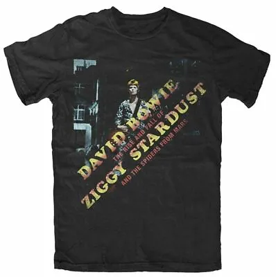 Buy Official David Bowie Ziggy Diagonal Mens Black T Shirt David Bowie Classic Tee • 12.95£