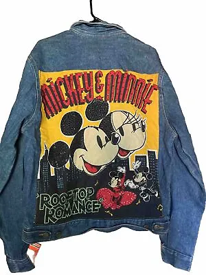 Buy VTG Mickey Mouse & Minnie Mouse Bedazzled Long Sleeve Denim Jacket XL RooftopRom • 93.92£