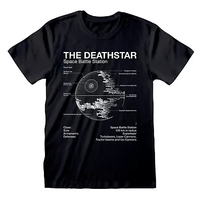 Buy Official Star Wars Deathstar Battle Station Plans Print Black T-shirt • 12.99£