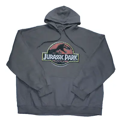 Buy Jurassic Park Hoodie Mens XL Grey Gildan Premium Cotton Movie Dinosaur Print • 24.99£