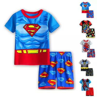 Buy Superhero Batman Spiderman Superman Kids Boys Pyjamas Loungewear Sleepwear Set﹤ • 10.12£
