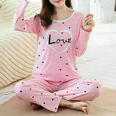 Buy  Ladies Womens Pyjamas Pj Set Long Sleeve Top Nightwear Lounge Wear Pyjama UK • 7.69£