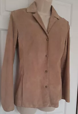 Buy M&S Suede Genuine Leather Beige Jacket Womens Per Una UK8 Vintage Y2K • 22.98£
