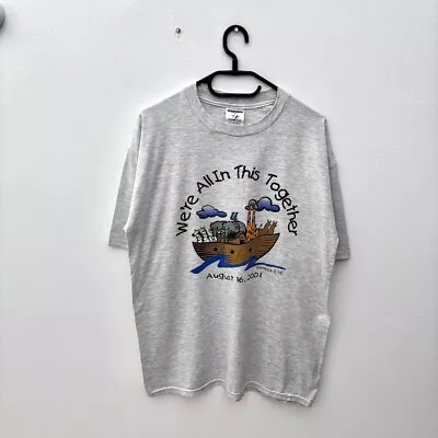 Buy Vintage Noahs Ark Genesis Bible Grey T-shirt Large 2001 Jerzees • 14.99£