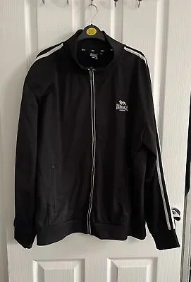 Buy Mens Lonsdale Black & White Sleeve Strip Zip Up Jacket With Zip Pockets Size 3XL • 6.50£