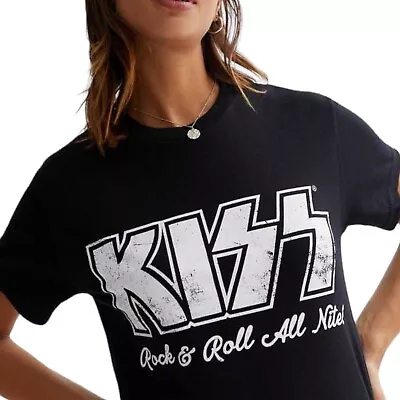 Buy Kiss Band Tshirt Black Rock On Licensed Logo Rocker Name Tee - Small Uk 8 10 12 • 19.50£