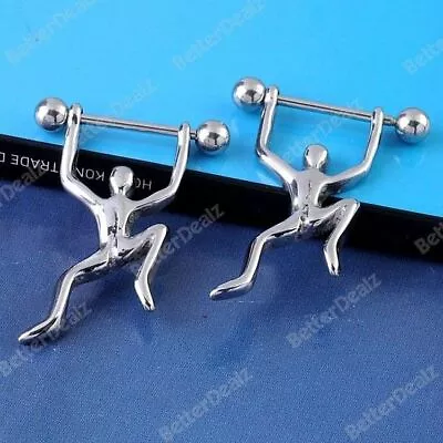 Buy 2pcs Body Jewelry Climbing Man Nipple Shields Bars 316L Women Female Male Surgic • 3.49£