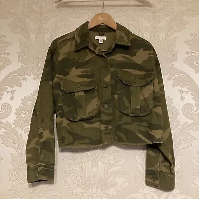 Buy Topshop Womens Green Camouflage Denim Jacket  Size M    • 11.65£