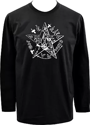 Buy Mens Pentagram Long Sleeve Top Tetragrammaton Esoteric Black Magic Satanic Goth • 22.95£