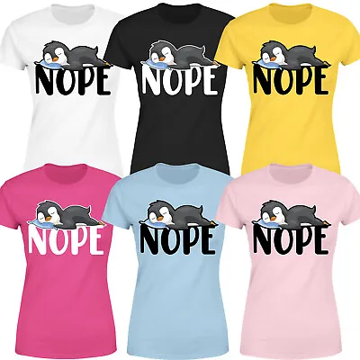 Buy Nope Not Today Penguin Lazy Sarcastic Funny Slogan Womens T-shirt Top #P1#OR#A • 9.99£