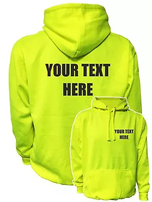 Buy Custom Printed Super Bright Adult Neon Yellow Hoodie, Personalised Hoody Text • 23.99£