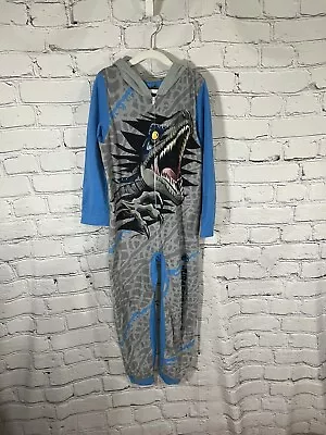 Buy Jurassic World Park T Rex Blue Zip-Up Blanket Sleeper Pajamas Size 8 • 12.52£