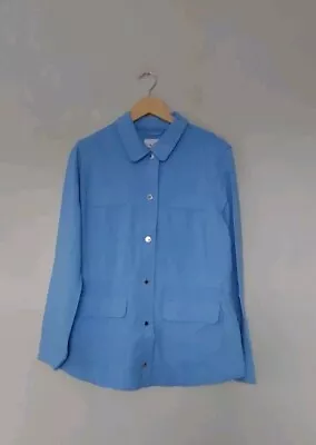 Buy  QVC  Isaac Mizrahi Live Longline Cotton Utility Jacket In Blue Size Large NEW. • 19.90£