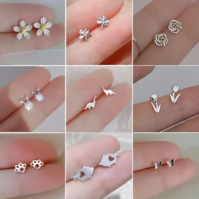 Buy 925 Sterling Silver Stud Earrings Cute Flower Animals Women Girl Jewelry Gift UK • 3.49£