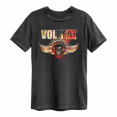Buy Amplified Volbeat Skull Wings Mens Charcoal T Shirt Volbeat Classic Tee T Shirt • 19.95£
