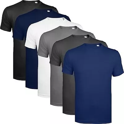 Buy Mens 6 Pack Shirts Plain Basic T Shirt 100% Cotton Top Assorted Multi Pack Tee • 16.99£