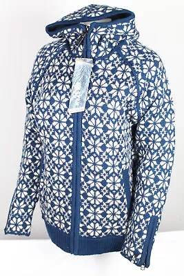 Buy Icewear Women's Helga Norwegian Lined Wool Sweater Full Zip Hoodie XL Blue • 147.66£