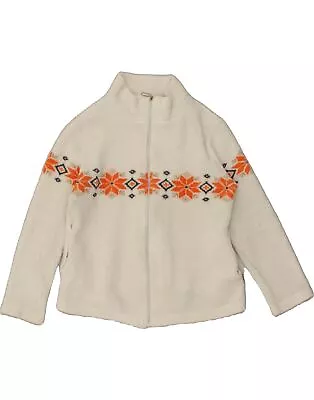 Buy VINTAGE Womens Fleece Jacket EU 40 Medium Off White Fair Isle Polyester AD01 • 22.95£
