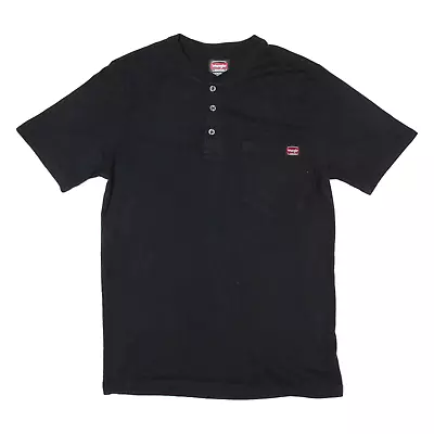 Buy WRANGLER Mens T-Shirt Black Button Neck S • 11.99£