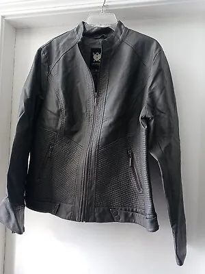 Buy Lock & Love Gray Faux Leather Jacket Women's Size XXL • 61.42£
