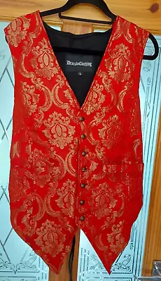 Buy L 40  Dracula Clothing Waistcoat Orange Red Gold Lace Up Back Steampunk Gothic • 19.99£