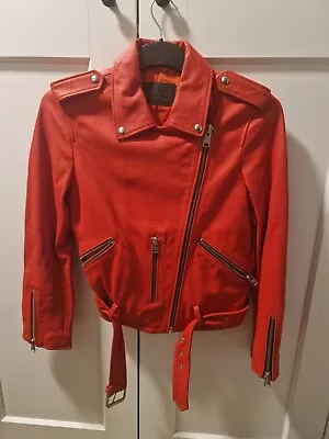 Buy AllSaints Women's Leather Jacket Red - UK 12 • 120£
