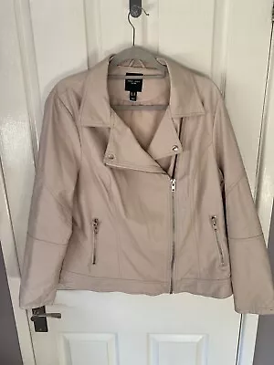 Buy New Look Curves UK Womens Size 20 Baby Pink Leather-Look Biker Jacket • 7£