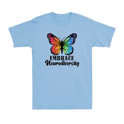 Buy Embrace Neurodiversity Rainbow Butterfly Autism Awareness Autism Mom T-Shirt • 12.99£