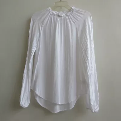 Buy Cloth & Stone Top Blouse Womens XS Chic White Textured Shirred Neck Long Sleeve • 20.52£