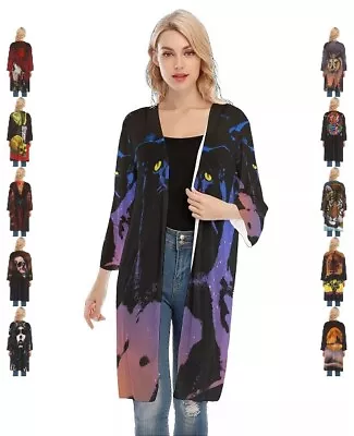Buy Women's V-neck Long Sleeve Mesh Cardigan Mystic Animal Fantasy Modern Art Design • 28.34£