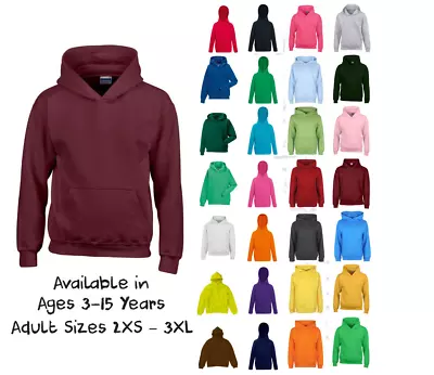 Buy Boys Girls Plain Hoodie Childrens Kids Ages 1- 15 Hooded Fleece Sweatshirt Top • 12.95£